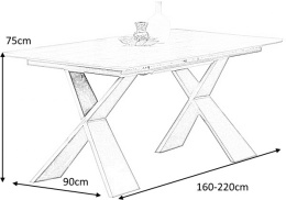 Halmar CHANDLER stół rozkładany 160-220x90 blat MDF okleina naturalna dąb naturalny / nogi stal malowana proszkowo czarny