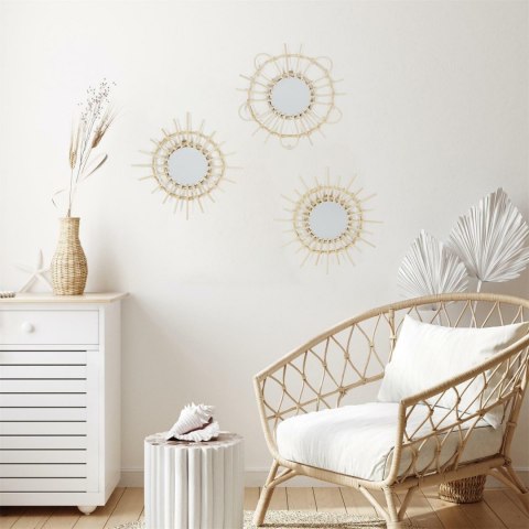 Intesi Lustro Zestaw 3 luster rattanowych okragłe Lipsi kolor naturalny do salonu przedpokoju studia sypialni Intesi Lustro Zestaw 3 luster rattanowych okragłe Lipsi kolor naturalny do salonu przedpokoju studia sypialni