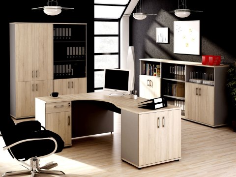 Meble Biurowe Biurko Silver B-80 Dąb Sonoma + Szara platyna Meble Biurowe Biurko Silver B-80 Dąb Sonoma + Szara platyna