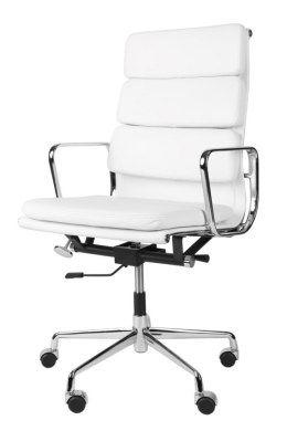 D2.DESIGN Fotel biurowy CH2191T biała skóra chrom