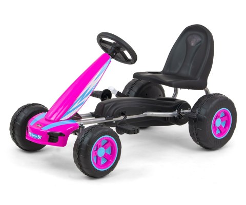 Milly Mally Pojazd Gokart na pedały Viper Pink Różowy konstrukcja metalowa osłony plastikowe hamulec ręczny 3 lata +