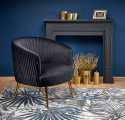 Halmar CROWN fotel wypoczynkowy czarny tkanina velvet/ złoty Halmar CROWN fotel wypoczynkowy czarny tkanina velvet/ złoty