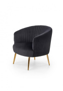 Halmar CROWN fotel wypoczynkowy czarny tkanina velvet/ złoty Halmar CROWN fotel wypoczynkowy czarny tkanina velvet/ złoty