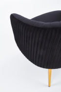 Halmar CROWN fotel wypoczynkowy czarny tkanina velvet/ złoty
