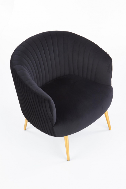 Halmar CROWN fotel wypoczynkowy czarny tkanina velvet/ złoty Halmar CROWN fotel wypoczynkowy czarny tkanina velvet/ złoty