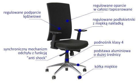 Fotel obrotowy KB-8922B/ALU CZARNY - krzesło biurowe do biurka - TILT Fotel obrotowy KB-8922B/ALU CZARNY - krzesło biurowe do biurka - TILT