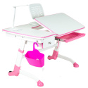Fun Desk Biurko Amare Pink z szufladą Drawer Pink regulowane białe różowe dla dziewczynki