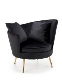 Halmar ALMOND fotel wypoczynkowy czarny, nogi złoty materiał: tkanina velvet / stal chromowana Halmar ALMOND fotel wypoczynkowy czarny, nogi złoty materiał: tkanina velvet / stal chromowana