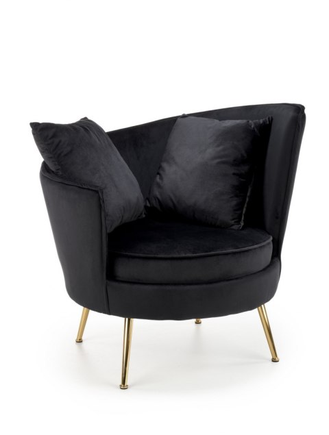 Halmar ALMOND fotel wypoczynkowy czarny, nogi złoty materiał: tkanina velvet / stal chromowana Halmar ALMOND fotel wypoczynkowy czarny, nogi złoty materiał: tkanina velvet / stal chromowana