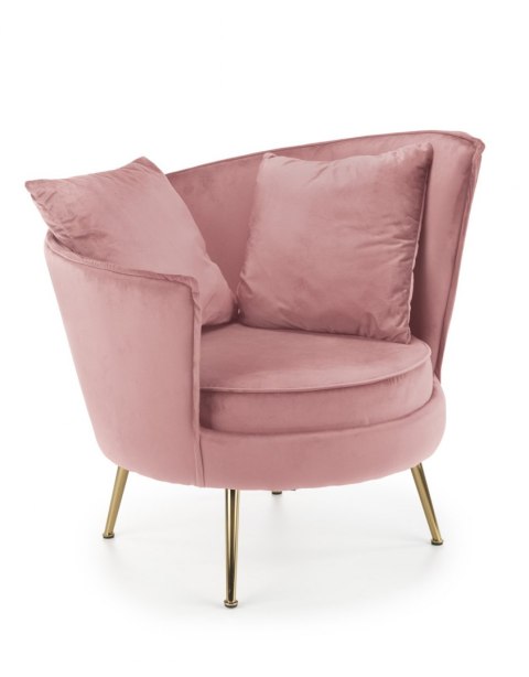 Halmar ALMOND fotel wypoczynkowy różowy, nogi złoty materiał: tkanina velvet / stal chromowana Halmar ALMOND fotel wypoczynkowy różowy, nogi złoty materiał: tkanina velvet / stal chromowana