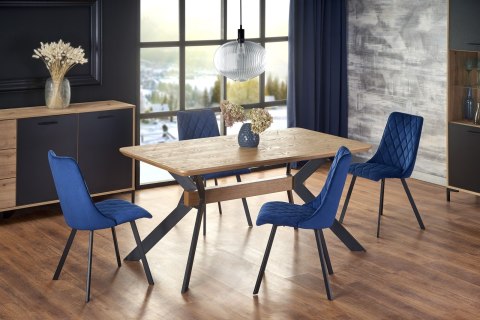 STÓŁ ROZKŁADANY PROSTOKĄTNY BACARDI Halmar 160-220x90 BLAT MDF + OKLEINA NATURALNA DĄB NATURALNY / NOGI STAL MALOWANA CZARNE STÓŁ ROZKŁADANY PROSTOKĄTNY BACARDI Halmar 160-220x90 BLAT MDF + OKLEINA NATURALNA DĄB NATURALNY / NOGI STAL MALOWANA CZARNE