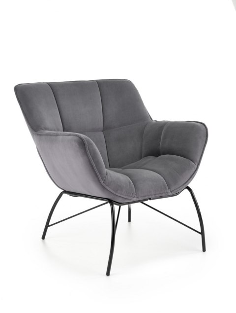Halmar BELTON fotel wypoczynkowy popielaty materiał: tkanina velvet / stal malowana Halmar BELTON fotel wypoczynkowy popielaty materiał: tkanina velvet / stal malowana