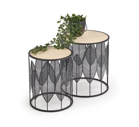 ŁAWA OKRĄGŁA ZESTAW 2 FOLLA NATURALNY / CZARNY fi40 Halmar MDF OKLEINOWANY STAL MALOWANA ŁAWA OKRĄGŁA ZESTAW 2 FOLLA NATURALNY / CZARNY fi40 Halmar MDF OKLEINOWANY STAL MALOWANA