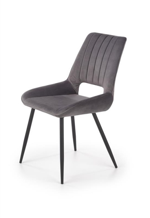 Halmar K404 krzesło Popielate / Czarne, tkanina velvet, nogi metal Halmar K404 krzesło Popielate / Czarne, tkanina velvet, nogi metal
