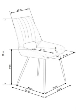 Halmar K404 krzesło Popielate / Czarne, tkanina velvet, nogi metal