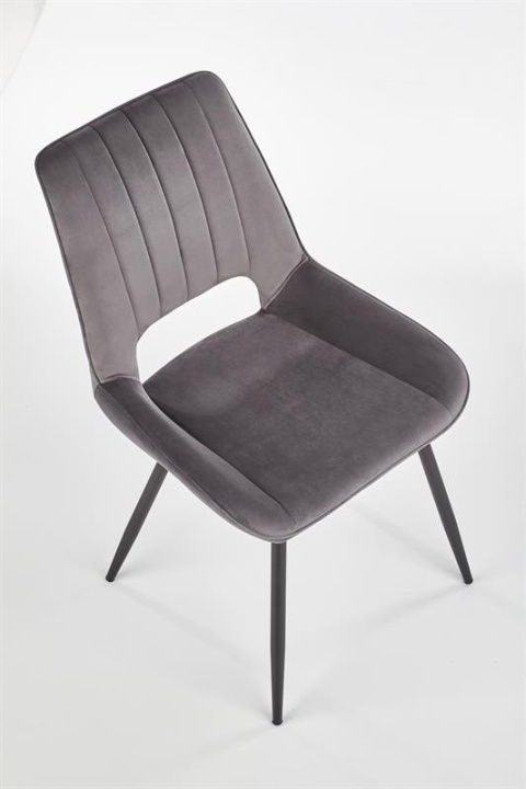 Halmar K404 krzesło Popielate / Czarne, tkanina velvet, nogi metal Halmar K404 krzesło Popielate / Czarne, tkanina velvet, nogi metal