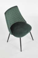 Halmar K405 krzesło ciemno zielone / czarne tkanina velvet, nogi metal