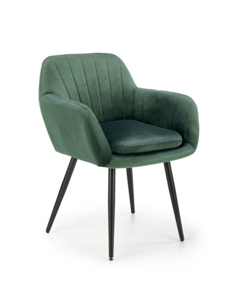 Halmar K429 krzesło do jadalni ciemny zielony tkanina velvet / stal Halmar K429 krzesło do jadalni ciemny zielony tkanina velvet / stal