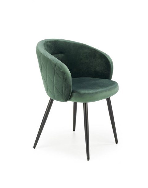 Halmar K430 krzesło ciemny zielony, materiał: tkanina velvet /nogi czarny stal malowana proszkowo Halmar K430 krzesło ciemny zielony, materiał: tkanina velvet /nogi czarny stal malowana proszkowo