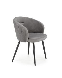 Halmar K430 krzesło do salonu popielaty tył oparcia pikowany materiał: tkanina velvet / stal malowana