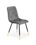 Halmar K438 krzesło do jadalni pikowane popielaty, materiał: tkanina velet /nogi czarny, złoty stal malowana