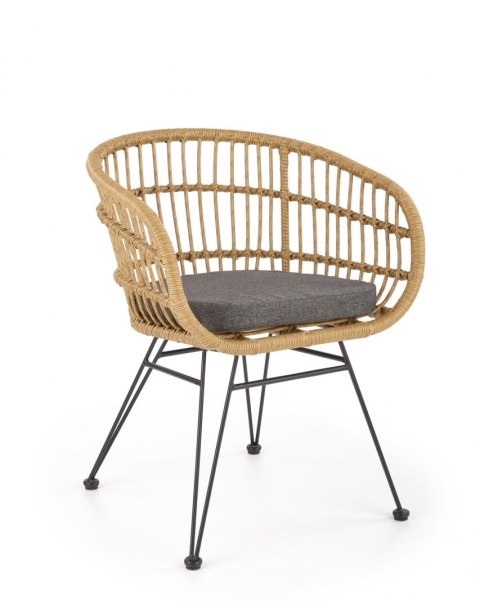Halmar K456 krzesło naturalny/popielaty, materiał: rattan syntetyczny / tkanina / stal malowana proszkowo Halmar K456 krzesło naturalny/popielaty, materiał: rattan syntetyczny / tkanina / stal malowana proszkowo
