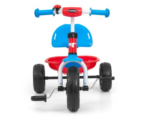 Milly Mally Rowerek trójkołowy z rączką Turbo Cool Red Czerwono Niebieski dzwonek pasy bezpieczeństwa regulacja siedziska koszyk Milly Mally Rowerek trójkołowy z rączką Turbo Cool Red Czerwono Niebieski dzwonek pasy bezpieczeństwa regulacja siedziska koszyk