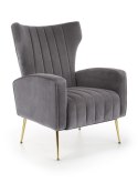 Halmar VARIO fotel wypoczynkowy popielaty tkanina velvet / stal chromowana Halmar VARIO fotel wypoczynkowy popielaty tkanina velvet / stal chromowana