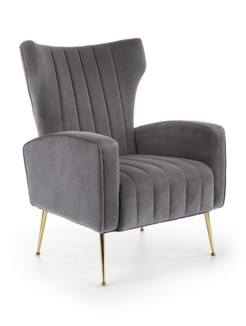 Halmar VARIO fotel wypoczynkowy popielaty tkanina velvet / stal chromowana Halmar VARIO fotel wypoczynkowy popielaty tkanina velvet / stal chromowana