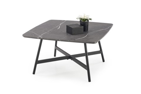 Halmar ława FERRARA blat MDF okleinowany - popielaty marmur, stelaż stal malowana - czarny 75x75 Halmar ława FERRARA blat MDF okleinowany - popielaty marmur, stelaż stal malowana - czarny 75x75