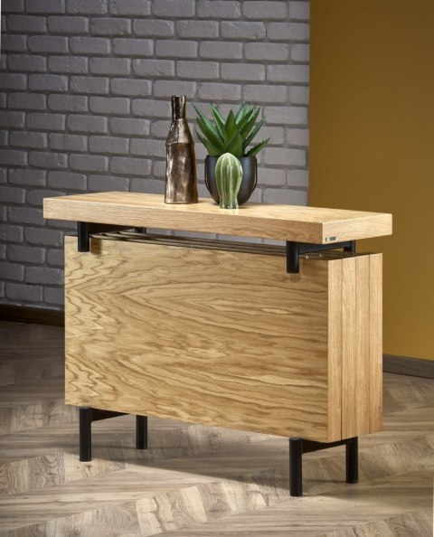 Halmar INFERNO konsolka na blaty do stołu MDF+okleina dąb naturalny - stal malowana czarny 106x30 Halmar INFERNO konsolka na blaty do stołu MDF+okleina dąb naturalny - stal malowana czarny 106x30