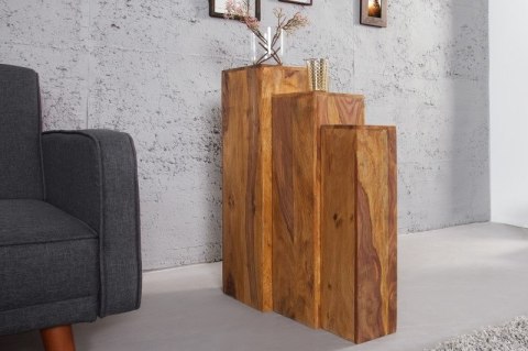 Invicta Interior IMVICTA kolumny MAKASSAR zestaw 3 sztuk - Sheesham, drewno naturalne Invicta Interior IMVICTA kolumny MAKASSAR zestaw 3 sztuk - Sheesham, drewno naturalne