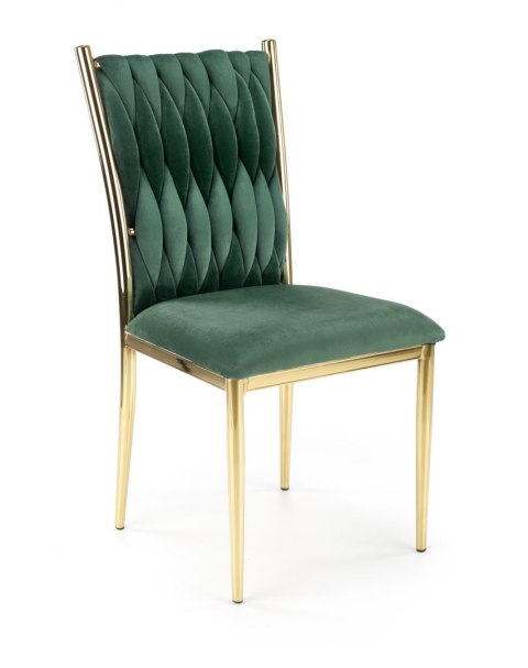 Halmar K436 krzesło do jadalni ciemny zielony/złoty, tkanina velvet / stal chromowana, Halmar K436 krzesło do jadalni ciemny zielony/złoty, tkanina velvet / stal chromowana,