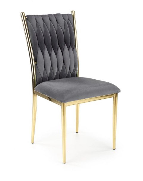 Halmar K436 krzesło do jadalni popielaty / złoty materiał: tkanina velvet / stal chromowana Halmar K436 krzesło do jadalni popielaty / złoty materiał: tkanina velvet / stal chromowana