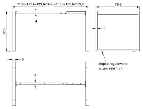 STELAŻ RAMOWY DO BIURKA NY-131A/80 alu STELAŻ RAMOWY DO BIURKA NY-131A/80 alu