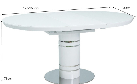 SIGNAL STÓŁ STRATOS ROZKŁADANY BLAT MDF + SZKŁO HARTOWANE BIAŁY LAKIER/ PODSTAWA MDF + STAL NIERDZEWNA BIAŁY LAKIER 120(160)x120 SIGNAL STÓŁ STRATOS ROZKŁADANY BLAT MDF + SZKŁO HARTOWANE BIAŁY LAKIER/ PODSTAWA MDF + STAL NIERDZEWNA BIAŁY LAKIER 120(160)x120