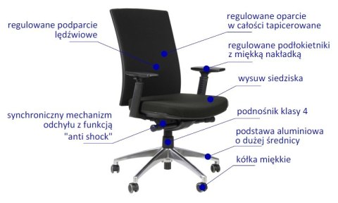 Fotel obrotowy KB-8922B-S/ALU CZARNY - krzesło biurowe do biurka - TILT Fotel obrotowy KB-8922B-S/ALU CZARNY - krzesło biurowe do biurka - TILT