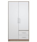SZAFA Z SZUFLADAMI DWUDRZWIOWA SMART SR3 bez lustra Meblar - Dąb Sonoma / Biały Lux PŁYTA LAMINOWANA SZAFA Z SZUFLADAMI DWUDRZWIOWA SMART SR3 bez lustra Meblar - Dąb Sonoma / Biały Lux PŁYTA LAMINOWANA