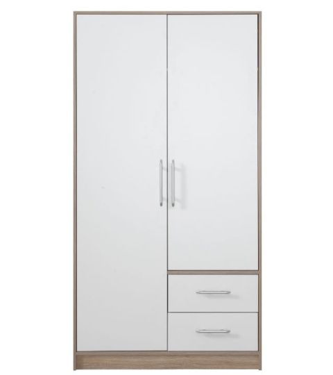 SZAFA Z SZUFLADAMI DWUDRZWIOWA SMART SR3 bez lustra Meblar - Dąb Sonoma / Biały Lux PŁYTA LAMINOWANA SZAFA Z SZUFLADAMI DWUDRZWIOWA SMART SR3 bez lustra Meblar - Dąb Sonoma / Biały Lux PŁYTA LAMINOWANA