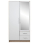 SZAFA Z LUSTREM DWUDRZWIOWA Z SZUFLADAMI SMART SRL3 Meblar - Dąb Sonoma / Biały Lux PŁYTA LAMINOWANA SZAFA Z LUSTREM DWUDRZWIOWA Z SZUFLADAMI SMART SRL3 Meblar - Dąb Sonoma / Biały Lux PŁYTA LAMINOWANA