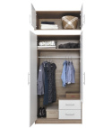SZAFA Z LUSTREM DWUDRZWIOWA Z SZUFLADAMI SMART SRL3 Meblar - Dąb Sonoma / Biały Lux PŁYTA LAMINOWANA SZAFA Z LUSTREM DWUDRZWIOWA Z SZUFLADAMI SMART SRL3 Meblar - Dąb Sonoma / Biały Lux PŁYTA LAMINOWANA
