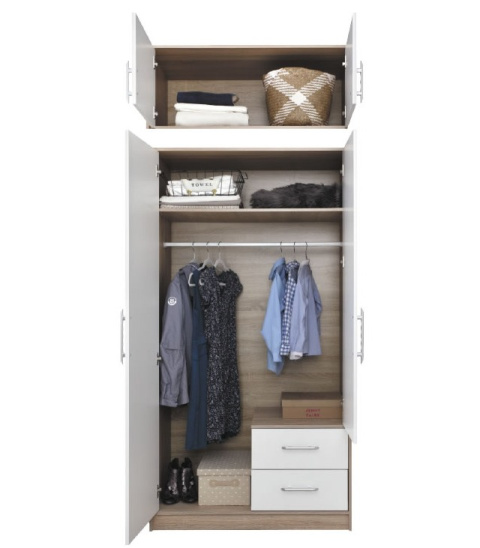 SZAFA Z LUSTREM DWUDRZWIOWA Z SZUFLADAMI SMART SRL3 Meblar - Dąb Sonoma / Biały Lux PŁYTA LAMINOWANA SZAFA Z LUSTREM DWUDRZWIOWA Z SZUFLADAMI SMART SRL3 Meblar - Dąb Sonoma / Biały Lux PŁYTA LAMINOWANA