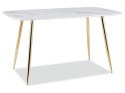 SIGNAL STÓŁ CERES MDF + SZKŁO BIAŁY EFEKT MARMURU/ZŁOTY STELAŻ METAL 140X80