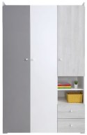 SZAFA TRZYDRZWIOWA MŁODZIEŻOWA COMO System CM1 Meblar - Biały Lux / Dąb Wilton biały / Szary PÓŁKI SZUFLADY LAMINAT OBRZEŻA ABS SZAFA TRZYDRZWIOWA MŁODZIEŻOWA COMO System CM1 Meblar - Biały Lux / Dąb Wilton biały / Szary PÓŁKI SZUFLADY LAMINAT OBRZEŻA ABS