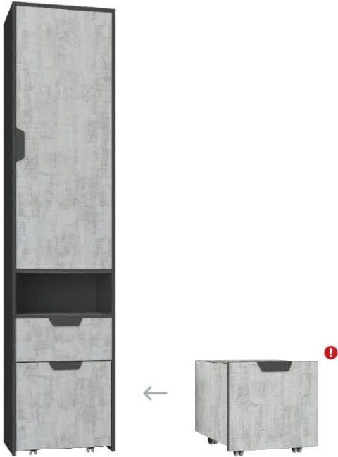 REGAŁ Z WYSUWANYM KONTENERKIEM NA KÓŁKACH MEBLE MŁODZIEŻOWE NANO System NA3 Meblar - Grafit /Enigma PŁYTA LAMINOWANA OBRZEŻA ABS REGAŁ Z WYSUWANYM KONTENERKIEM NA KÓŁKACH MEBLE MŁODZIEŻOWE NANO System NA3 Meblar - Grafit /Enigma PŁYTA LAMINOWANA OBRZEŻA ABS