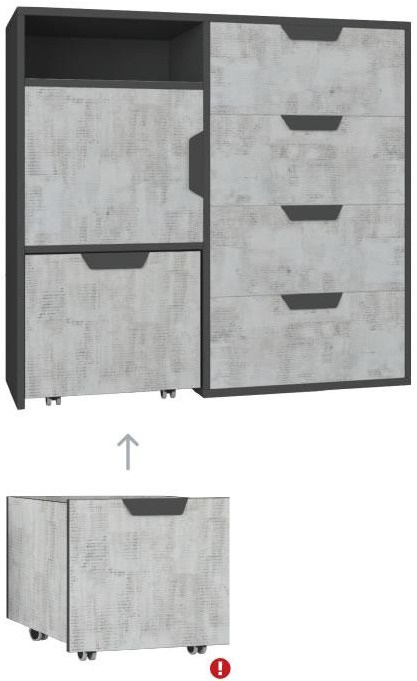 KOMODA Z SZUFLADAMI I KONTENERKIEM NA KÓŁKACH MŁODZIEŻOWA NANO System NA8 Meblar - Grafit / Enigma PŁYTA LAMINOWANA OBRZEŻA ABS KOMODA Z SZUFLADAMI I KONTENERKIEM NA KÓŁKACH MŁODZIEŻOWA NANO System NA8 Meblar - Grafit / Enigma PŁYTA LAMINOWANA OBRZEŻA ABS