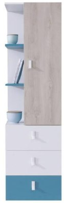 REGAŁ Z PÓŁKAMI I SZUFLADAMI MEBLE MŁODZIEŻOWE PLANET System PL7 Meblar - Biały Lux / Dąb / Morski PŁYTA LAMINOWANA OBRZEŻA ABS REGAŁ Z PÓŁKAMI I SZUFLADAMI MEBLE MŁODZIEŻOWE PLANET System PL7 Meblar - Biały Lux / Dąb / Morski PŁYTA LAMINOWANA OBRZEŻA ABS