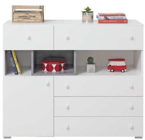 KOMODA Z SZUFLADAMI I PÓŁKAMI SIGMA System SI12 Meblar - Biały Lux / Beton MEBLE MŁODZIEŻOWE PŁYTA LAMINOWANA OBRZEŻA ABS KOMODA Z SZUFLADAMI I PÓŁKAMI SIGMA System SI12 Meblar - Biały Lux / Beton MEBLE MŁODZIEŻOWE PŁYTA LAMINOWANA OBRZEŻA ABS