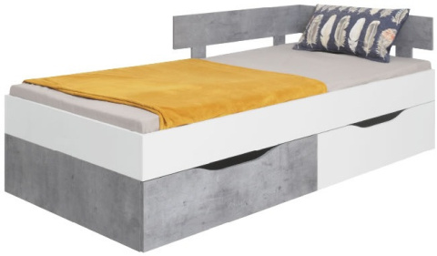 ŁÓŻKO Z SZUFLADAMI NA KÓŁKACH 90x200 Meblar SIGMA System SI15 - Biały Lux / Beton MEBLE MŁODZIEŻOWE PŁYTA LAMINOWANA OBRZEŻA ABS ŁÓŻKO Z SZUFLADAMI NA KÓŁKACH 90x200 Meblar SIGMA System SI15 - Biały Lux / Beton MEBLE MŁODZIEŻOWE PŁYTA LAMINOWANA OBRZEŻA ABS