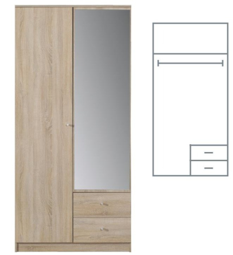 SZAFA DWUDRZWIOWA Z LUSTREM I SZUFLADAMI OPTIMO OP3 - Dąb Sonoma Meblar PŁYTA LAMINOWANA SZAFA DWUDRZWIOWA Z LUSTREM I SZUFLADAMI OPTIMO OP3 - Dąb Sonoma Meblar PŁYTA LAMINOWANA